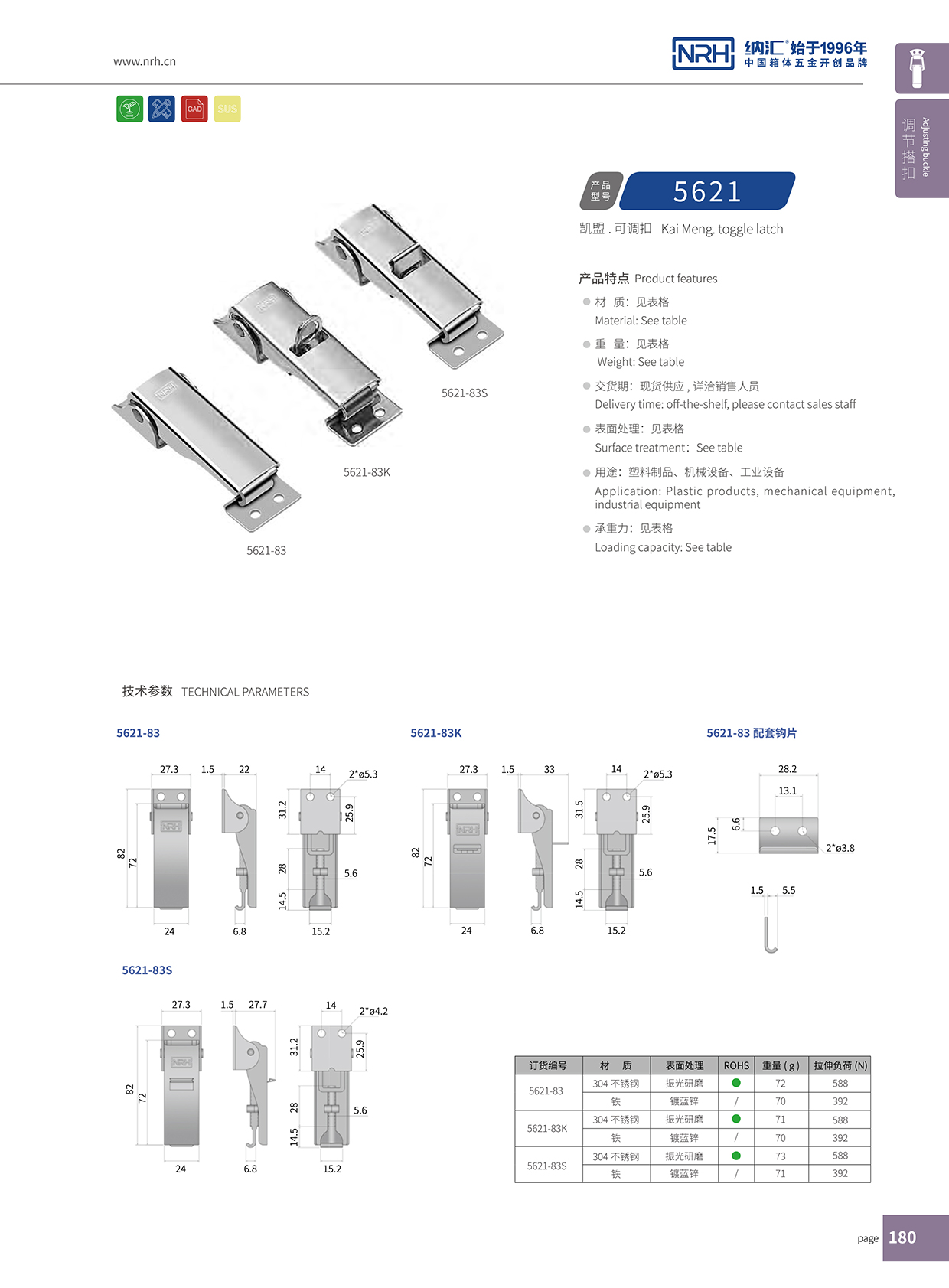  TIKTOK免费版色板/NRH 5621-83 機櫃箱鎖扣